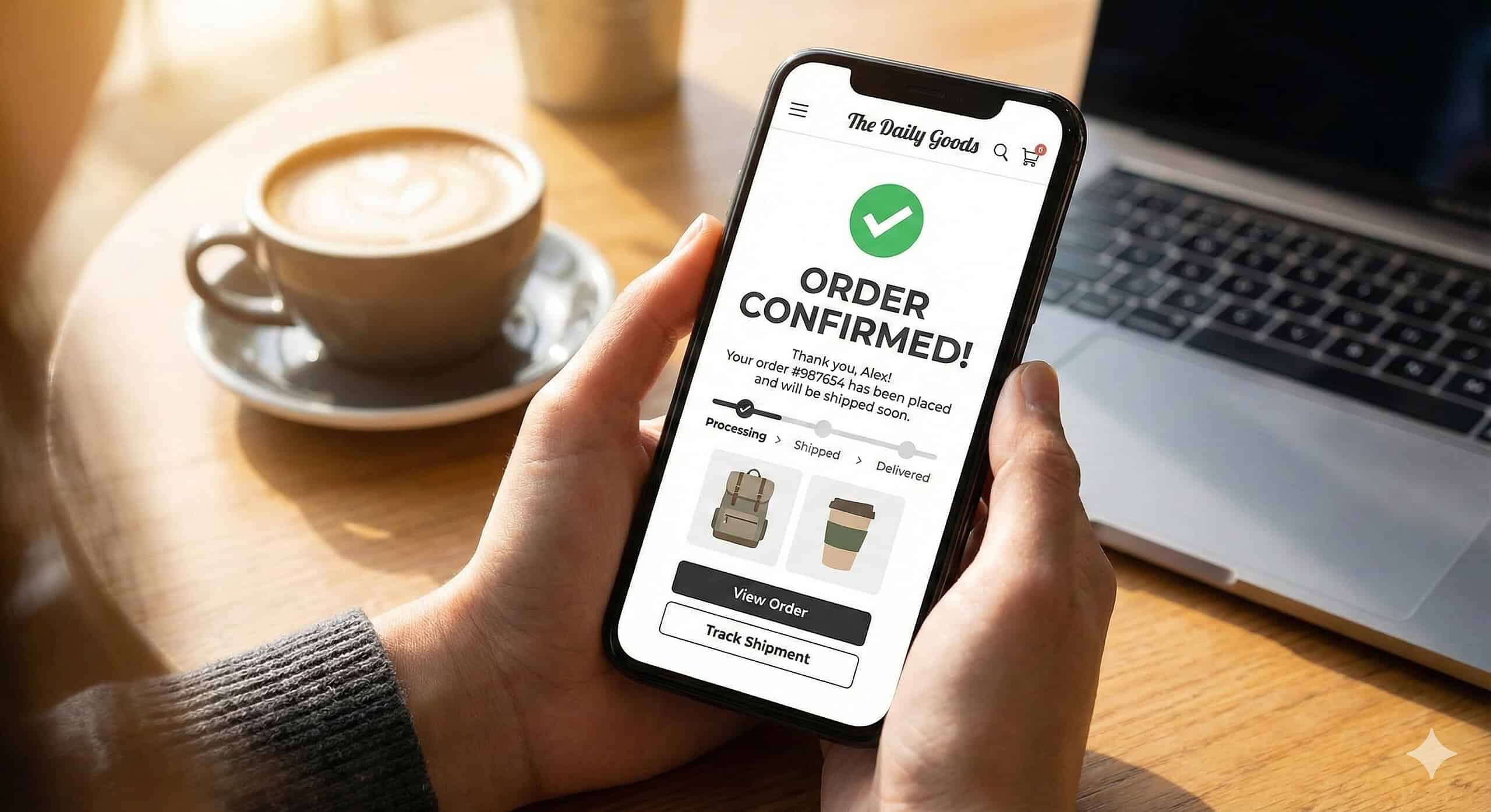 Seamless E-commerce Store Development in Albania – Custom checkout flow and order confirmation screen optimized for an online store in Tirana.